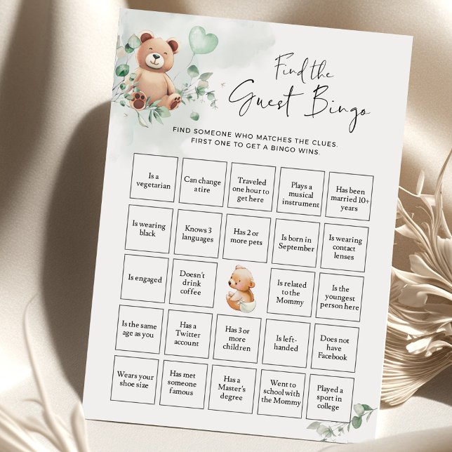 Bear Baby Shower-spel - Hitta gästblocket (Skapare uppladdad)