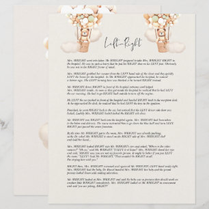 Bear Baby Shower-spel - Lämnat eller Höger?