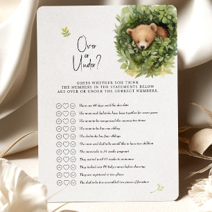 Bear Baby Shower-spel över eller under? Inbjudningar