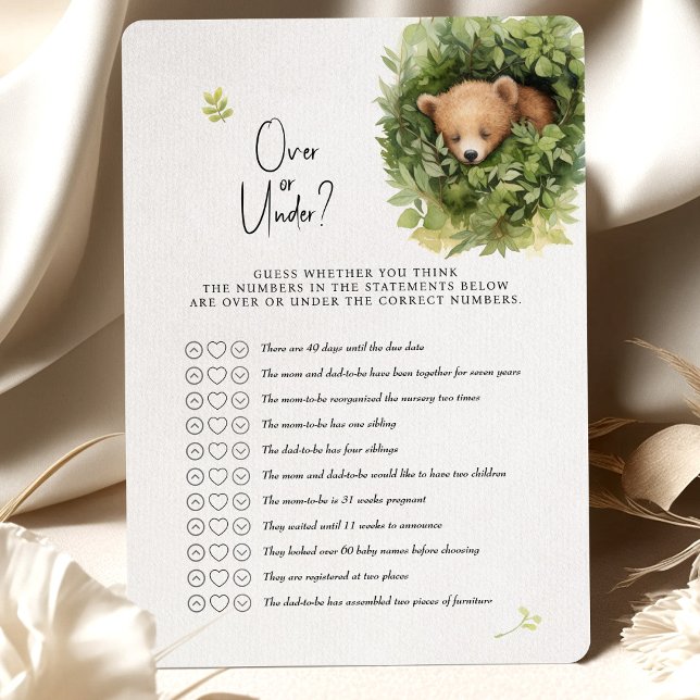 Bear Baby Shower-spel över eller under? Inbjudningar (Skapare uppladdad)