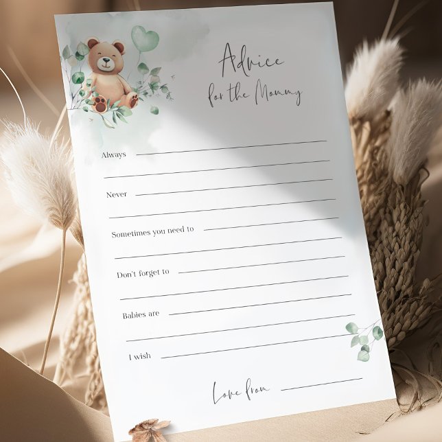 Bear Baby Shower-spel - Råd för Mamma (Skapare uppladdad)