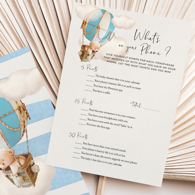 Bear Baby Shower-spel - Vad finns på din Mobil? (Skapare uppladdad)