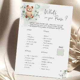 Bear Baby Shower-spel - What's in your Purse