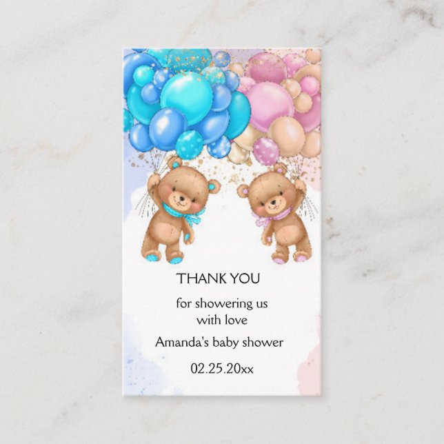 Bear Baby Shower Tack Gift-Märkre Tilläggskort (Framsida)