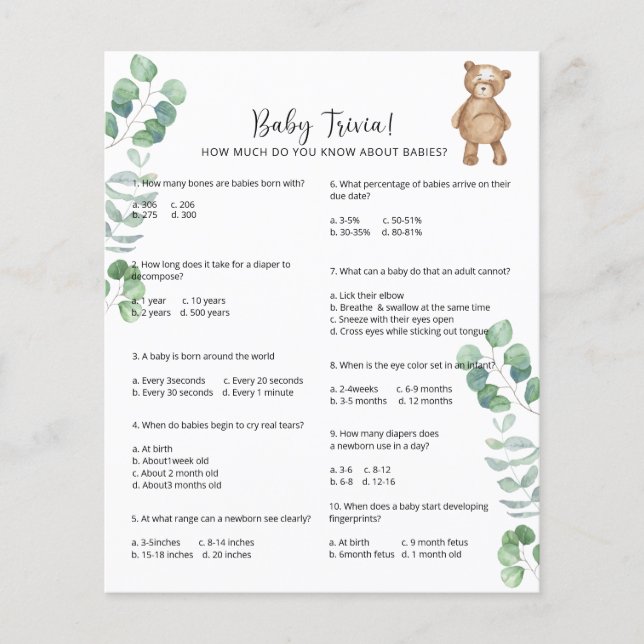 Bear Baby Trivia | Barnstödsspel (Framsida)