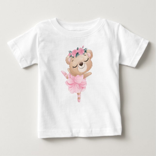 Bear Ballerina Baby T-Shirt (Framsida)