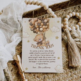 Bear Balloals Brown Neutralt Boho Baby Shower Tack Kort