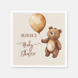 Bear Ballods Clouds Wait Baby Shower Barly Barly Pappersservett