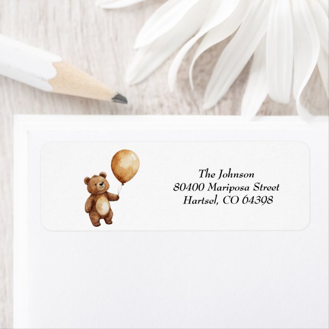 Bear Ballods Clouds Wait Baby Shower Barly Barly Returadress Etikett (Insitu)