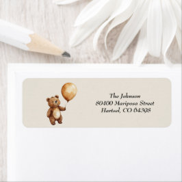 Bear Ballods Clouds Wait Baby Shower Barly Barly Returadress Etikett