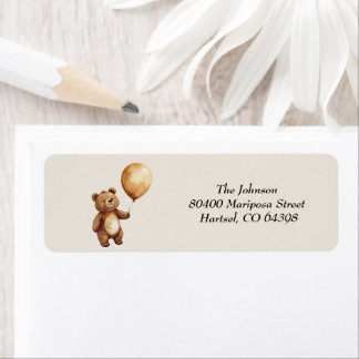 Bear Ballods Clouds Wait Baby Shower Barly Barly Returadress Etikett
