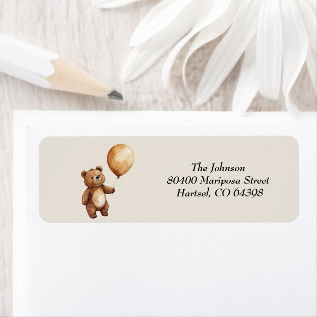 Bear Ballods Clouds Wait Baby Shower Barly Barly Returadress Etikett (Insitu)