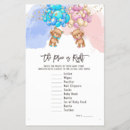 Bear Ballog Höger Pris, Gender Reveal Game Flygblad