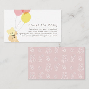 Bear & Ballog Rosa Baby Shower Bok-begäran Tilläggskort