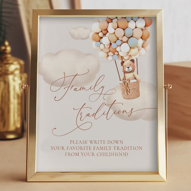 Bear Balloite Favorite Family Traditions-tecken Fototryck (Skapare uppladdad)
