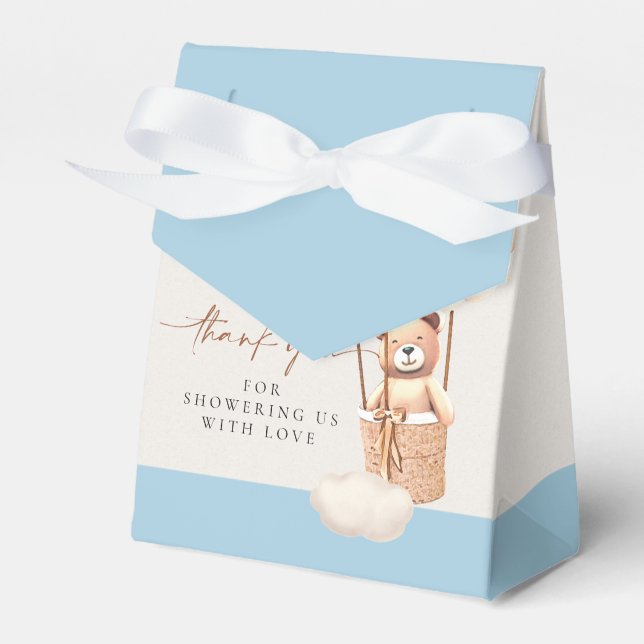 Bear Balloits Blue Brown Cream Boy Favor Box Presentaskar (Framsidan Sidan)
