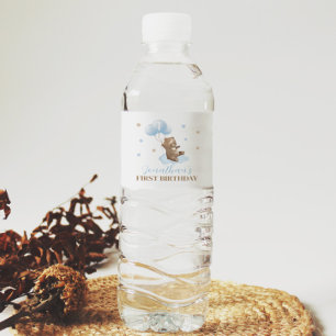 Bear Balloon 1st Birthday Vattenflaska Label Vattenflaskor Etikett