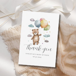 Bear Balloon Baby Shower Flat Tack, ditt kort