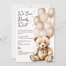 Bear Balloon Baby Shower-inbjudan Inbjudningar