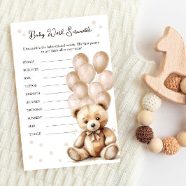 Bear Balloon Baby Shower Ord Scramble Game
