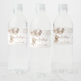 Bear Balloon Baby Shower Vattenflaskor Etikett