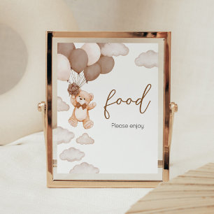 Bear Balloon Barly Wait Baby Shower Food Poster