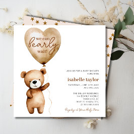 Bear Balloon Barly Wait Baby Shower Inbjudningar
