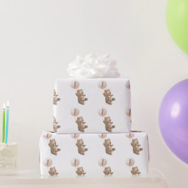 Bear Balloon Birthday Wrapping Papper Presentpapper