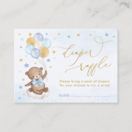Bear Balloon Blue Guld Stars Bokar för Pojke Tilläggskort