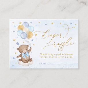 Bear Balloon Blue Guld Stars Bokar för Pojke Tilläggskort