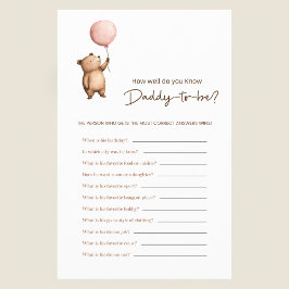 Bear Balloon Daddy Trivia Baby Shower Game Flygblad