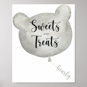 Bear Balloon-godis och poster babydusch