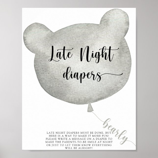 Bear Balloon \ Sent night Diaper match Poster (Framsidan)