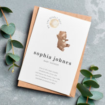 Bear & Balloon Simple Modern Baby Shower