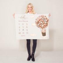 Bear Balloons Baby Blanke Fleece Blanket