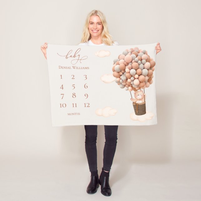 Bear Balloons Baby Blanke Fleece Blanket (På plats)