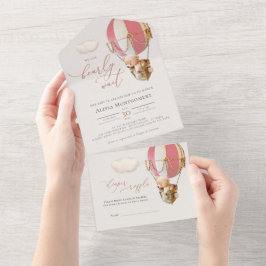 Bear Balloons Baby Shower allt i en inbjudan