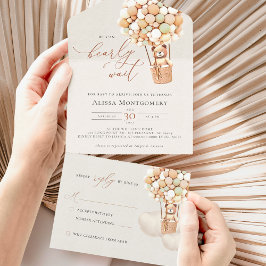 Bear Balloons Baby Shower allt i en inbjudan