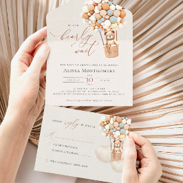 Bear Balloons Baby Shower allt i en inbjudan