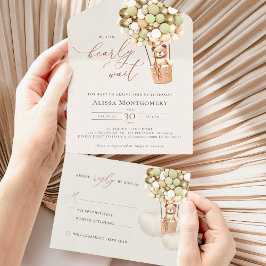 Bear Balloons Baby Shower allt i en inbjudan