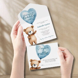 Bear Balloons Baby Shower allt i en inbjudan