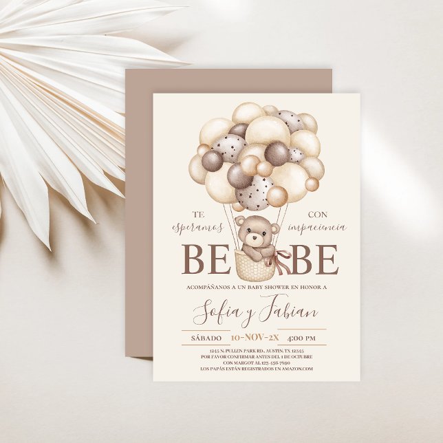 Bear Balloons Baby Shower Spain-inbjudan Inbjudningar (Skapare uppladdad)