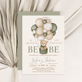 Bear Balloons Boy Baby Shower Spansk inbjudan