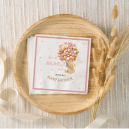 Bear Balloons Flicka Shower Boho Rosa Pappersservett