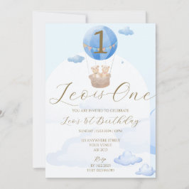 Bear Balloons Kids 1:a födelsedagsinbjudan Inbjudningar