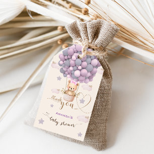 Bear Balloths Barly Wait Baby Rosa Tack Presentetikett