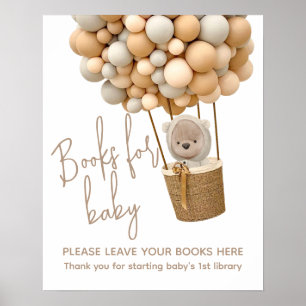 Bear Balloths Modern Baby Shower bok för baby Poster