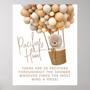 Bear Balloths Modern Baby Shower Nappar Hunt Poster