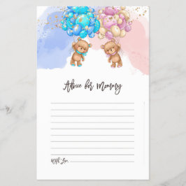 Bear Balloy Baby Shower Advice Card Flyer