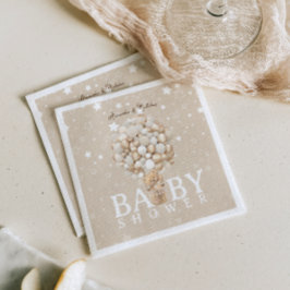 Bear Balloy Baby Shower Light Brown & Guld Pappersservett